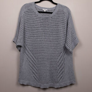 J. Jill Pure Jill open knit grey short sleeve sweater-L